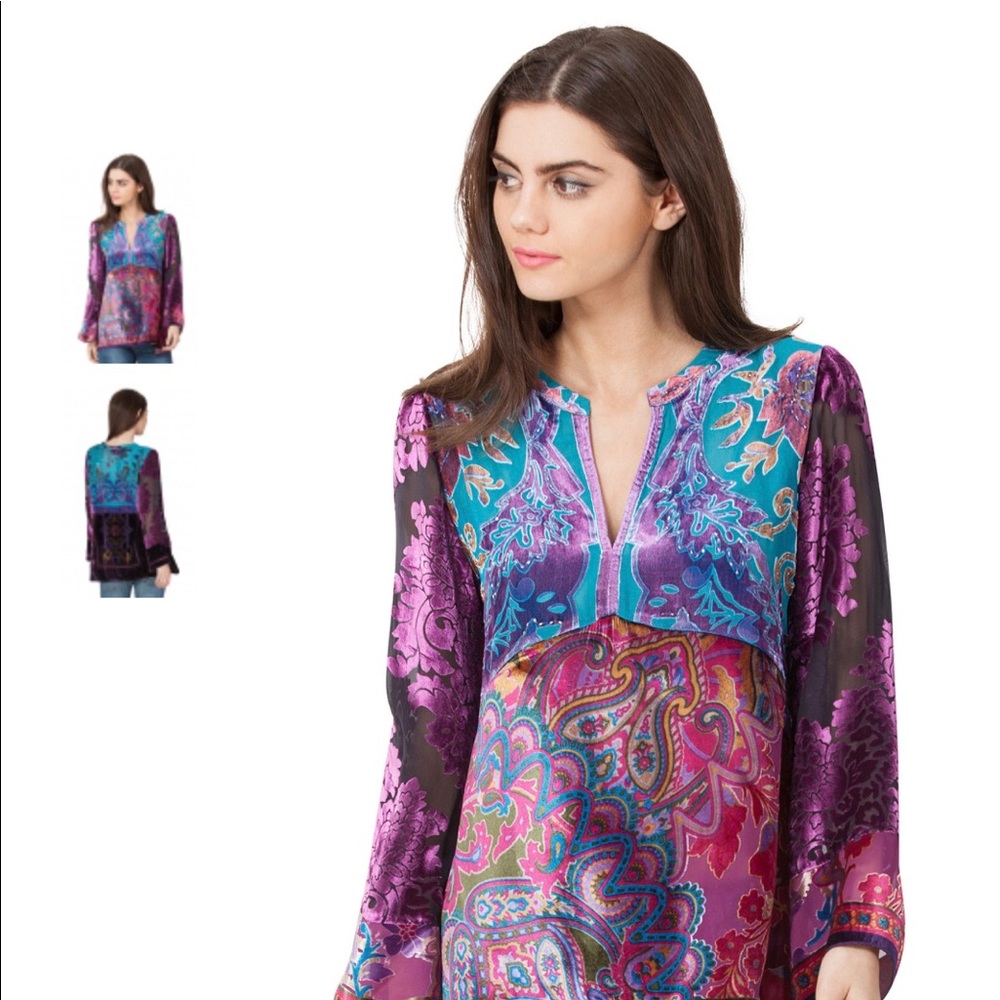 Hale Bob Elise Silk Beaded Blouse Top
